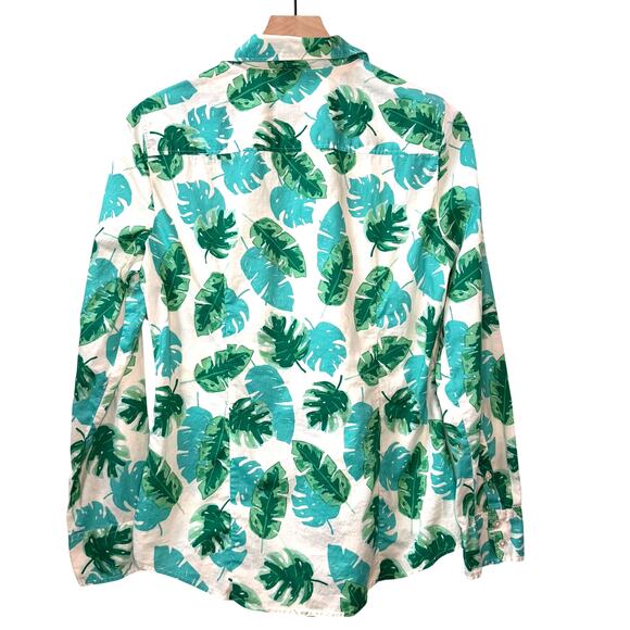 J. CREW 100% Cotton Button Down Shirt Sz M Tropical Print Palm Leaf Beach Resort - Picture 5 of 11